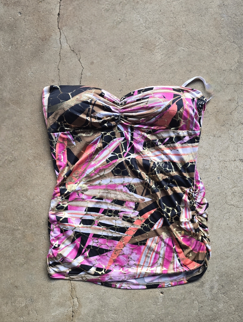 vtg y2k metallic going out club tube strapless tube top